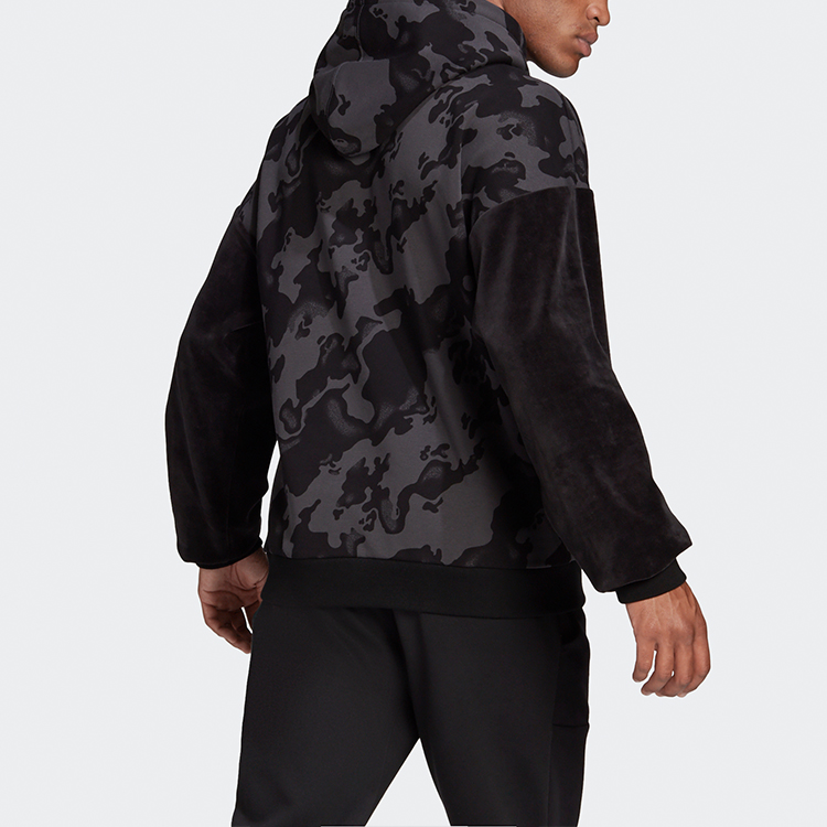 Мужское худи adidas Velvet Aop Hoodie (черное) — фото 3