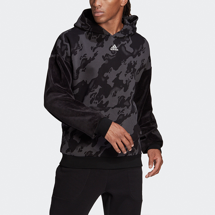 Мужское худи adidas Velvet Aop Hoodie (черное) — фото 2