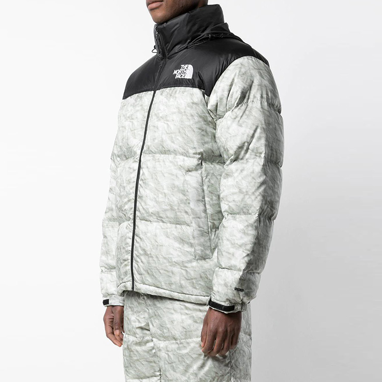 Куртка Supreme x The North Face Paper Print Nuptse Jacket (серая) — фото 8