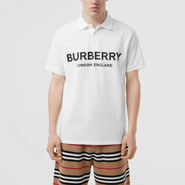 Мужские футболка Burberry LogoPolo (белый) — фото 4