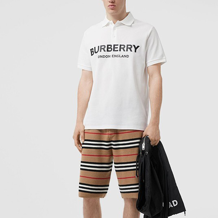 Мужские футболка Burberry LogoPolo (белый) — фото 2