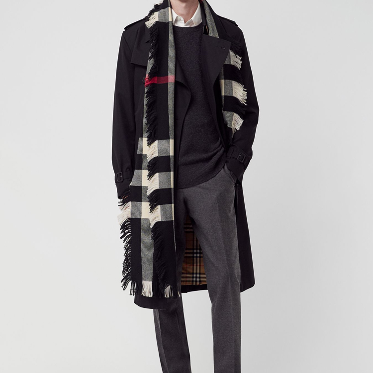 Шарф Burberry Check (черно-белый) — фото 5