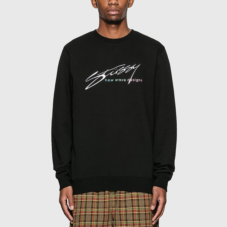 Худи Stussy New Wave Designs Crew ogo (черное) — фото 3