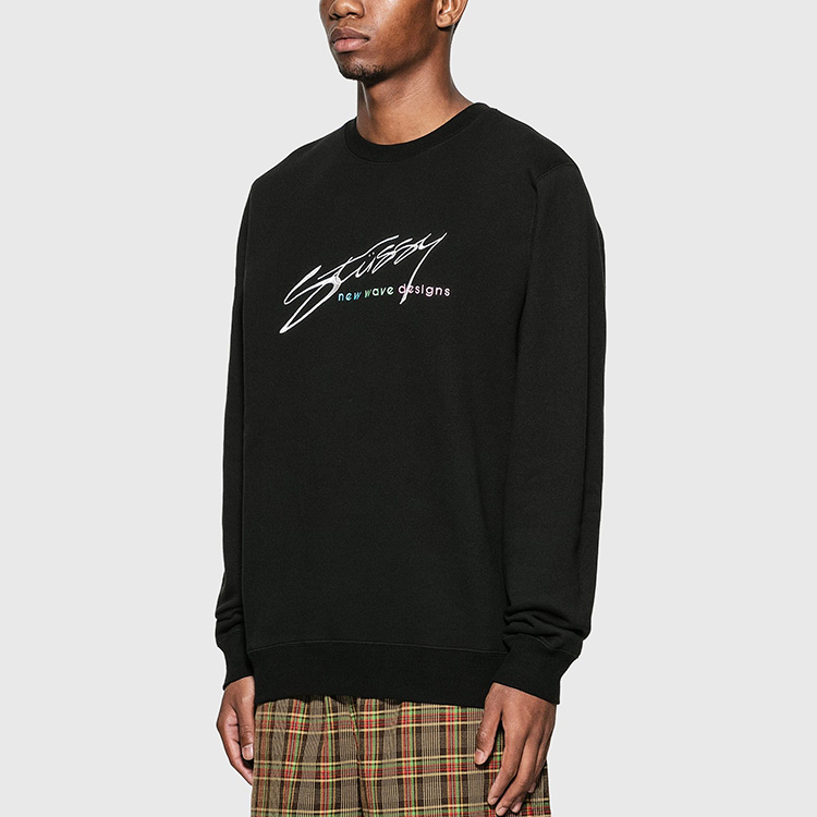 Худи Stussy New Wave Designs Crew ogo (черное) — фото 4