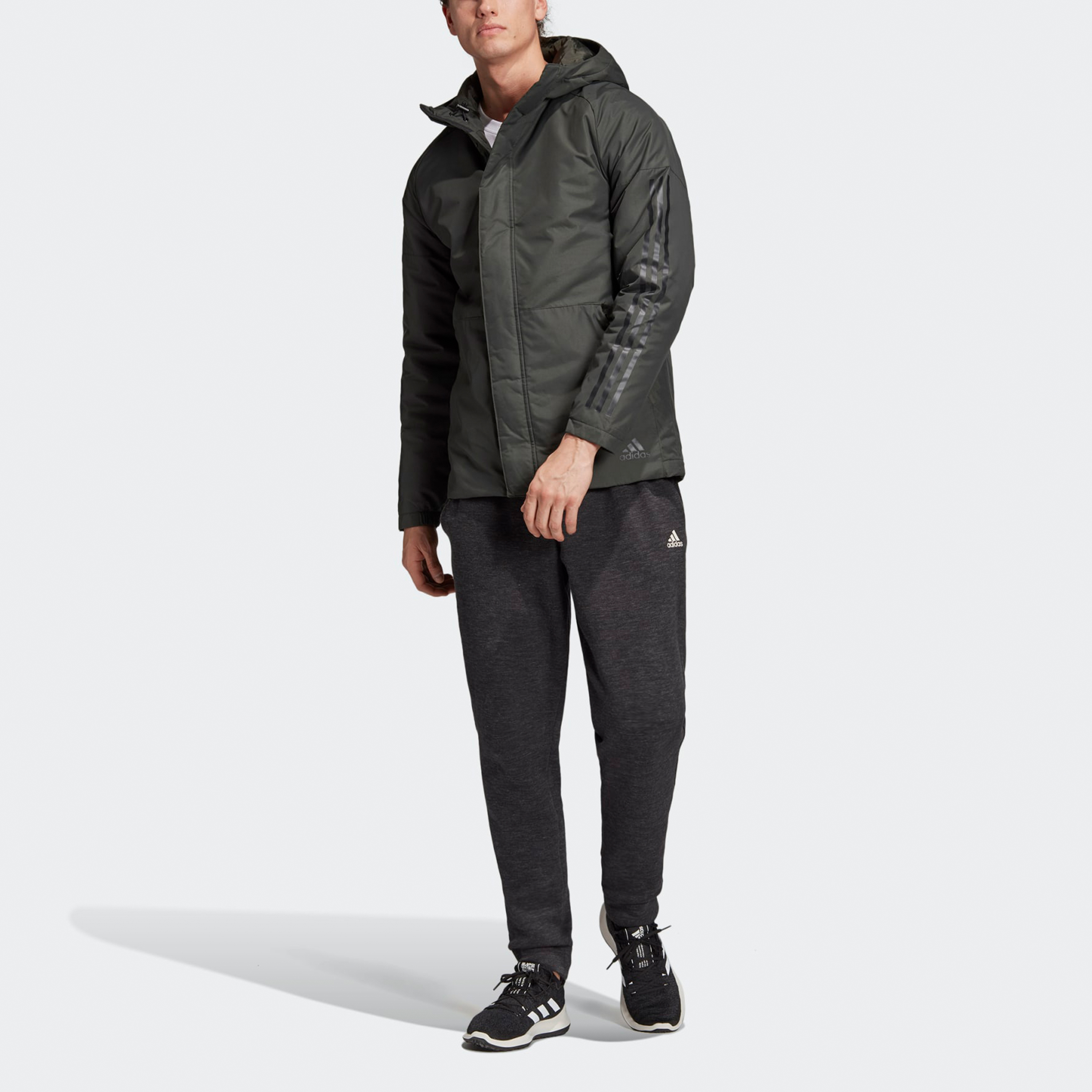 Мужская куртка adidas (серо-зеленая) — фото 7