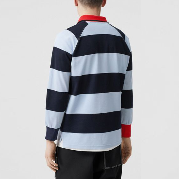 Мужская рубашка-поло Burberry Color Block Polo (синяя) — фото 3