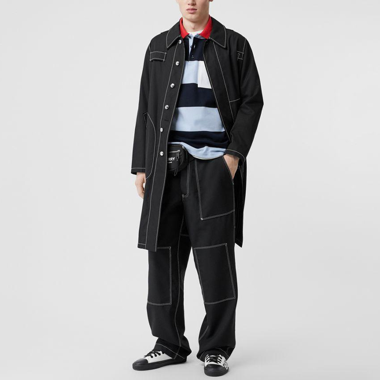 Мужская рубашка-поло Burberry Color Block Polo (синяя) — фото 4