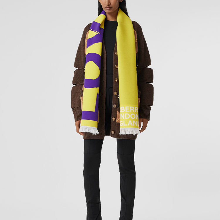 Шарф Burberry (желто-фиолетовый) — фото 5