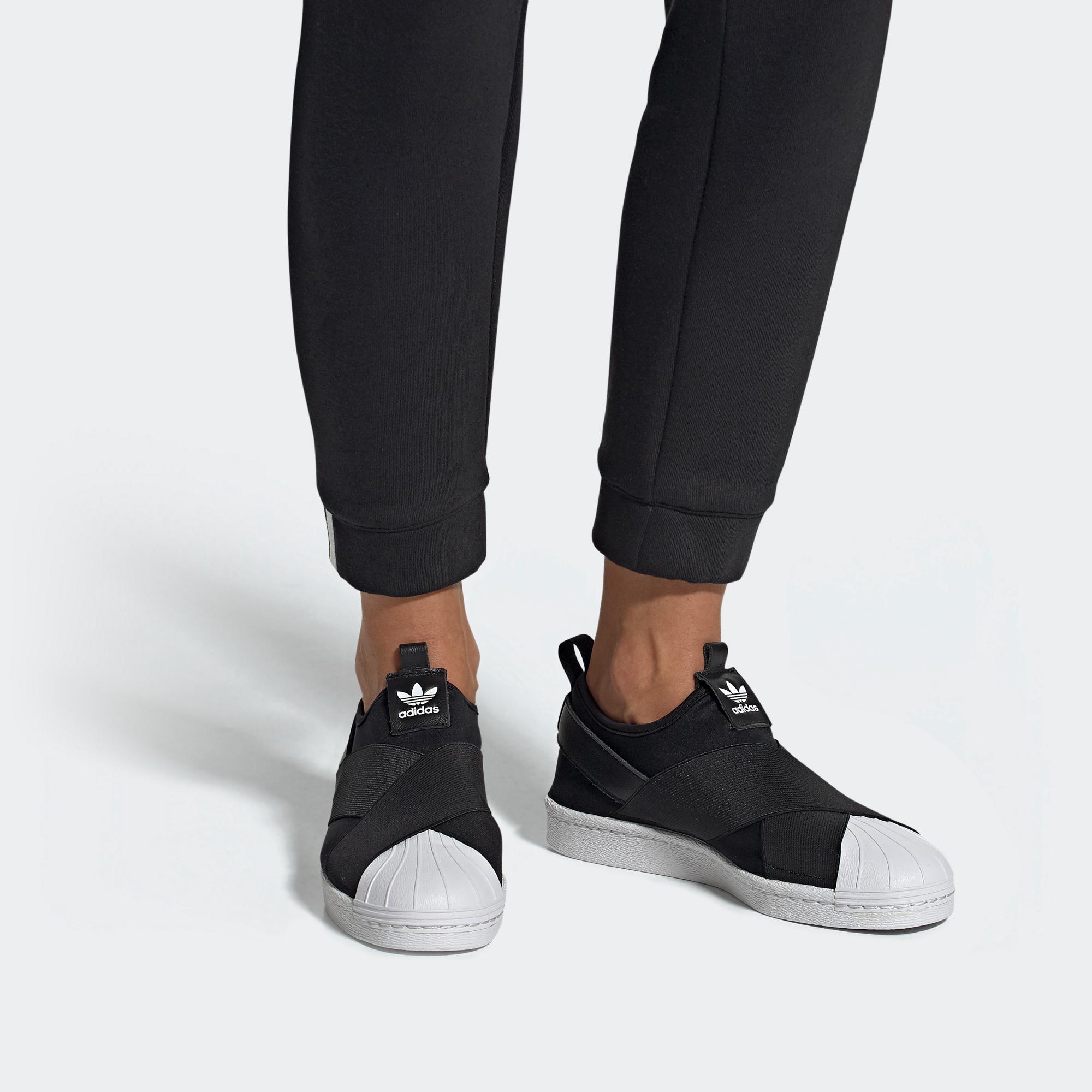 Женские слипоны adidas originals Superstar SlipOn (черно-белые) — Чёрный / белый — фото 6