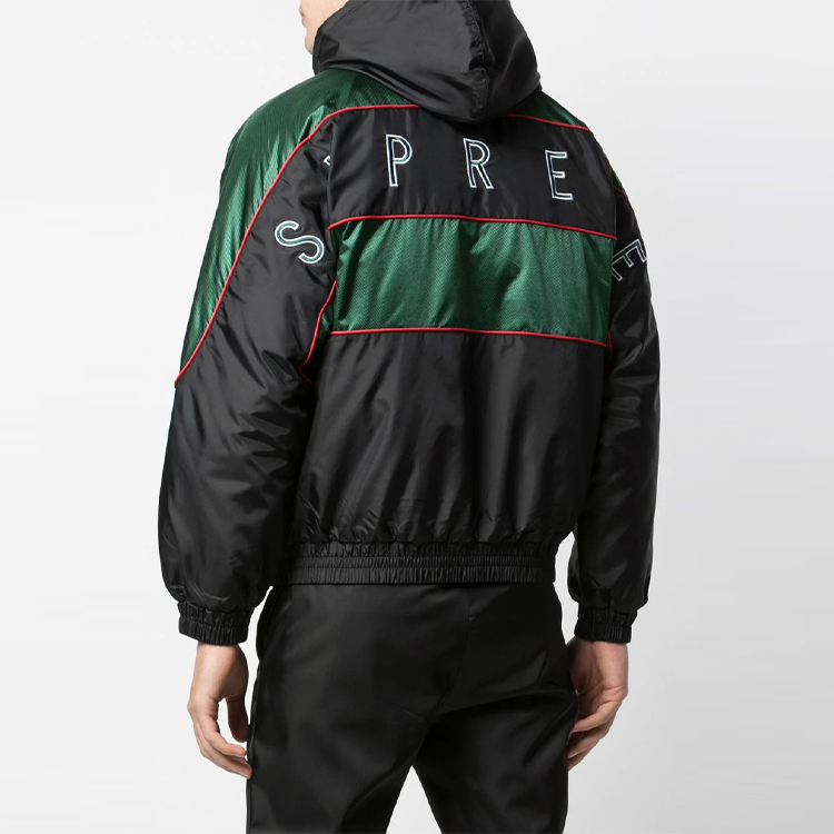 Куртка Supreme Sports Piping Puffy Jacket (черно-зеленый) — фото 4
