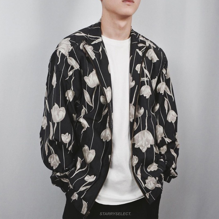 Куртка Supreme SS19 Floral Silk Track Jacket (черная) — фото 4