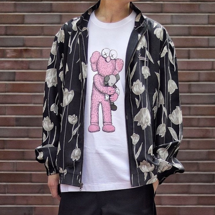 Куртка Supreme SS19 Floral Silk Track Jacket (черная) — фото 3