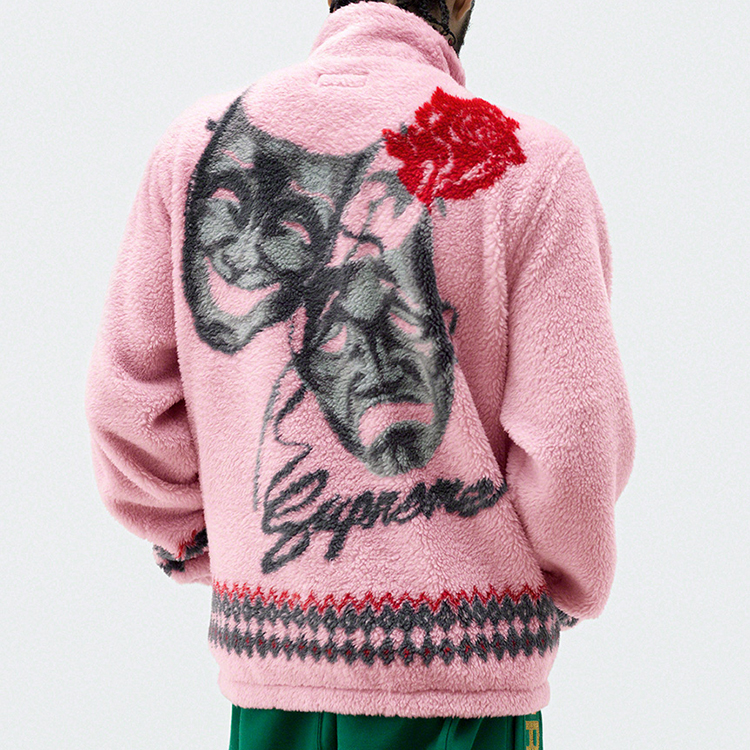 Куртка Supreme SS20 Week 2 Drama Mask Fleece Jacket (розовая) — фото 3