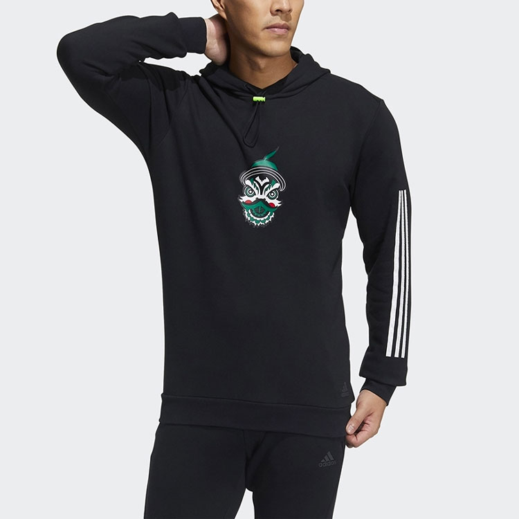 Мужское худи adidas Lion Zhang в стиле ретро (черное) — фото 2