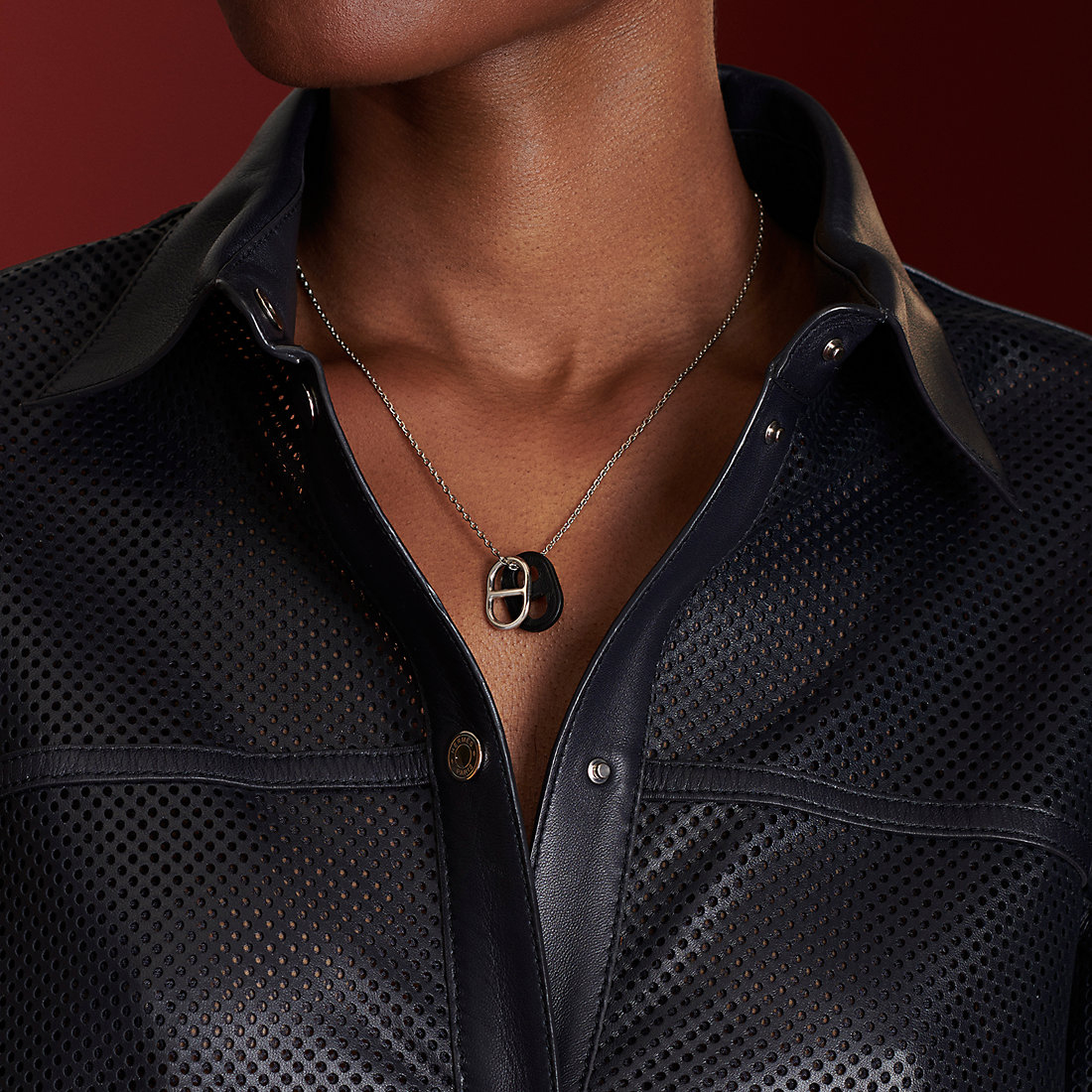 Женское necklace Hermes O'Maillon (серебристо-черное) — фото 4