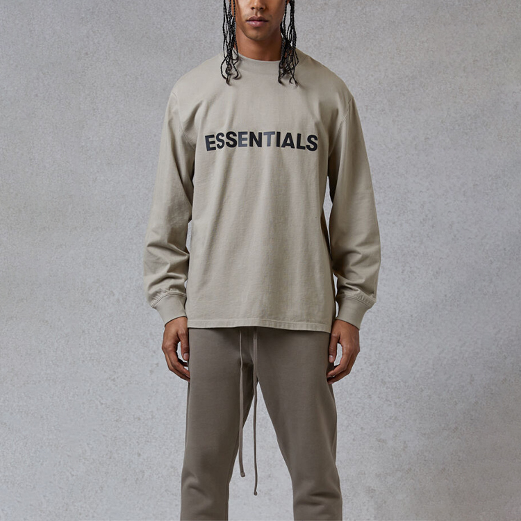 Футболка Fear of God Essentials FW20 Long Sleeve T-shirt Olive T (оливковая) — фото 2