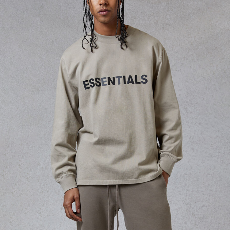 Футболка Fear of God Essentials FW20 Long Sleeve T-shirt Olive T (оливковая) — фото 3