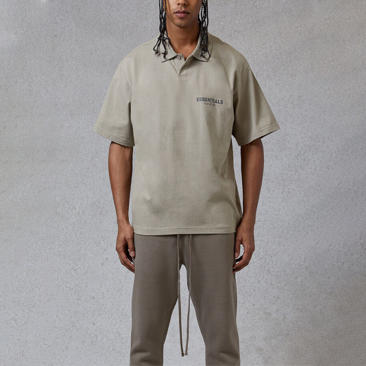 Унисекс поло Fear of God Essentials FW20 Polo Shirt Olive LogoPolo (оливковое) — фото 3