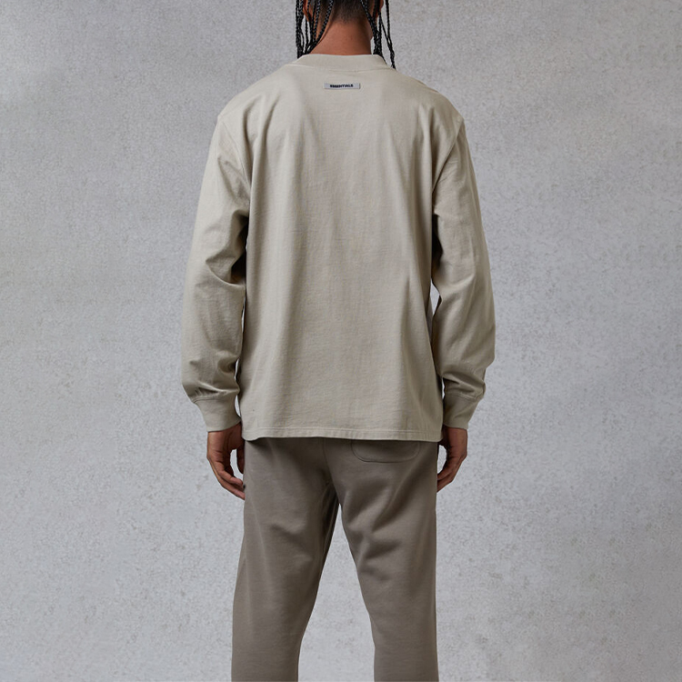 Футболка Fear of God Essentials FW20 Long Sleeve T-shirt Olive T (оливковая) — фото 4