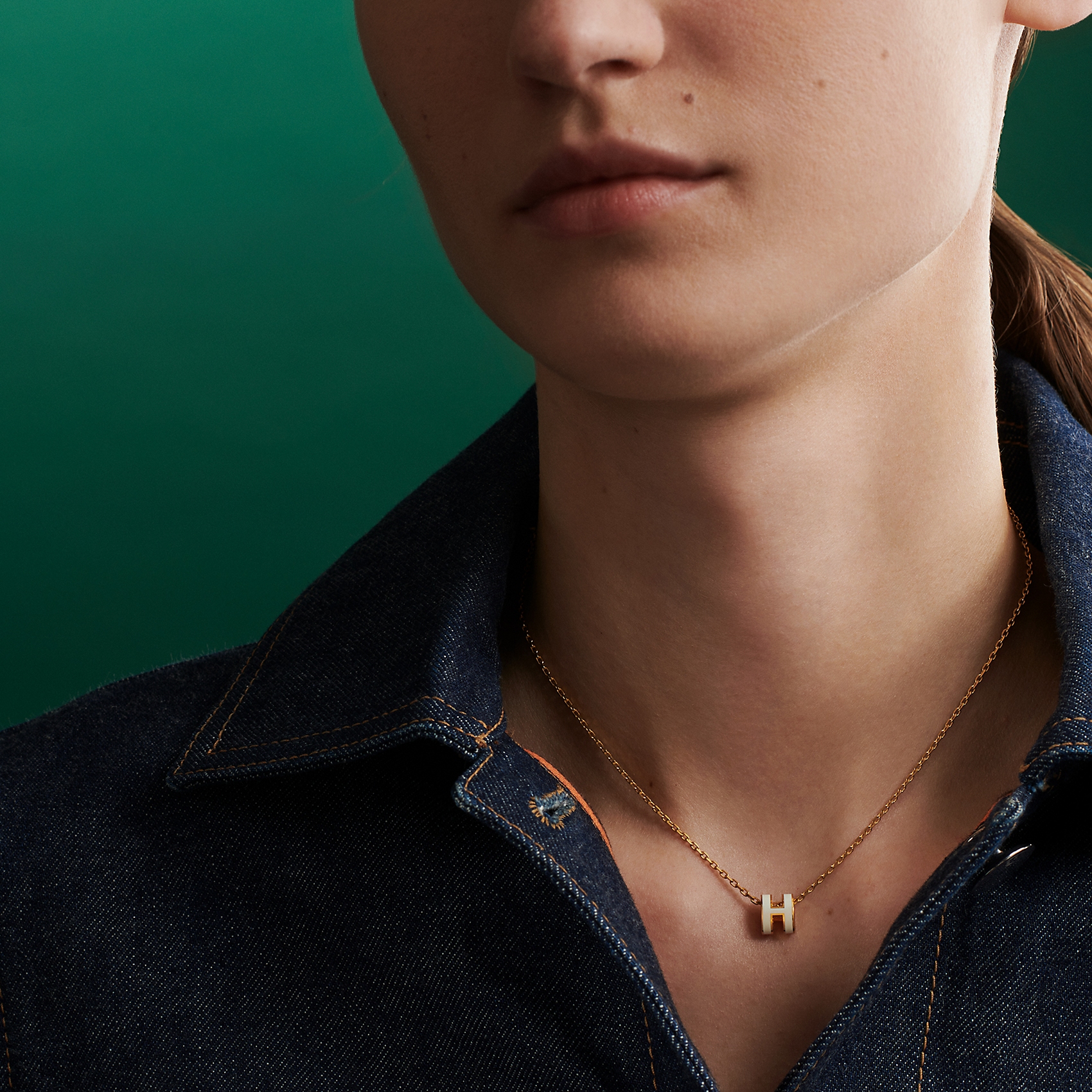 Женские ожерелье Hermes Mini Pop H (золотое) — фото 4