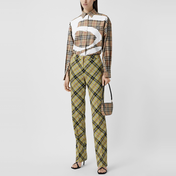 Женская рубашка Burberry (бежевая) — фото 4