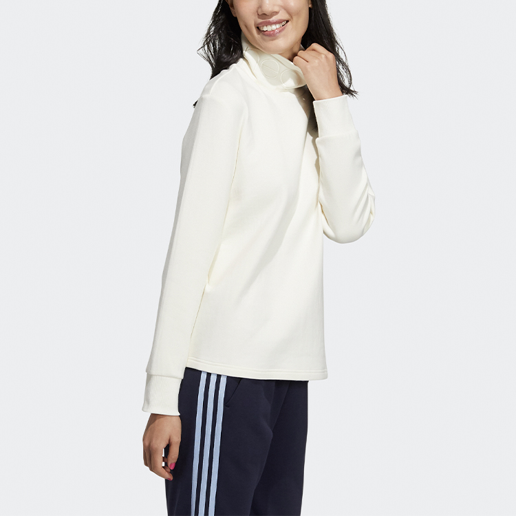 Женское худи adidas neo W Ss Jan Swt (молочное) — фото 3