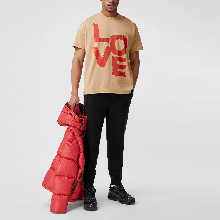 Мужская футболка Burberry (желто-коричневая) — фото 4