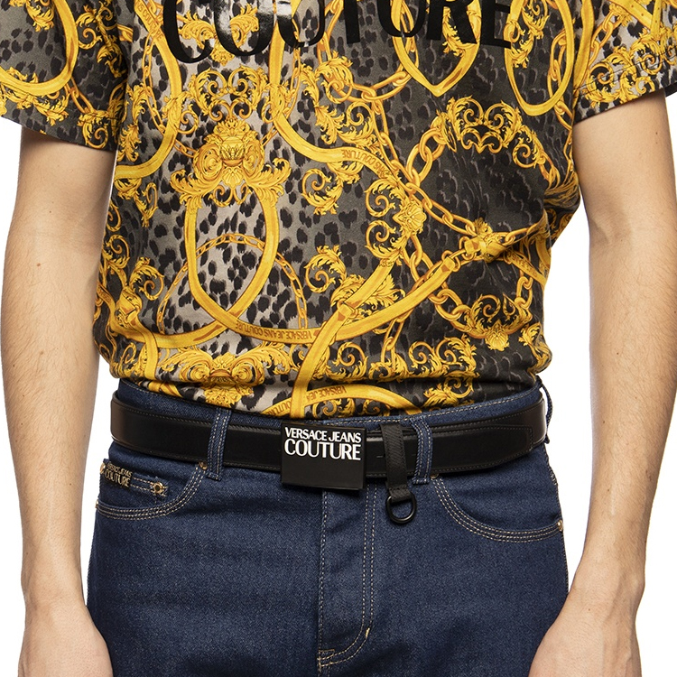 Мужской ремень Versace Jeans Couture Leather Belt (черный) — фото 5