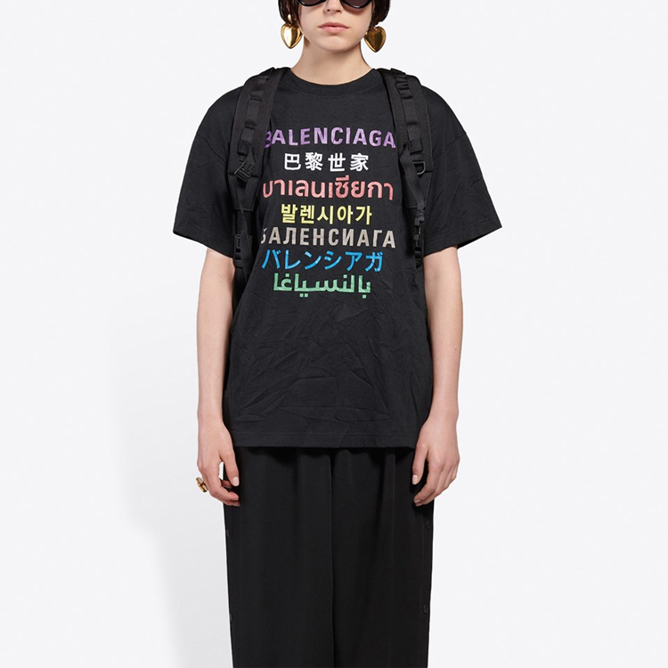 Женская футболка Balenciaga Logo (черная) — фото 3