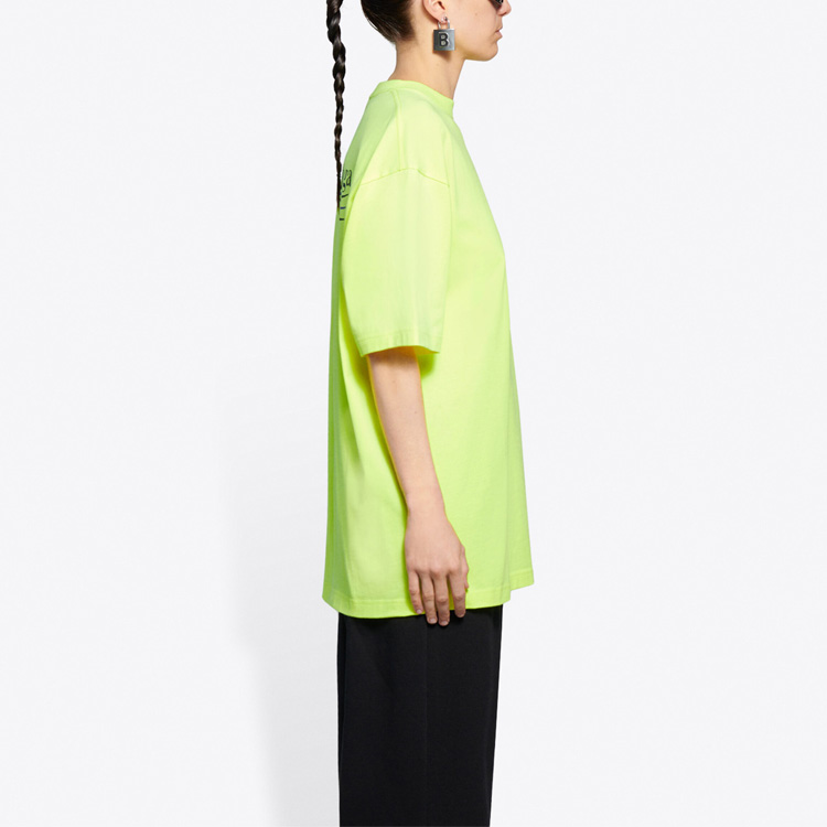 Женская футболка Balenciaga Political Campaign (флуоресцентно-желтая) — фото 6