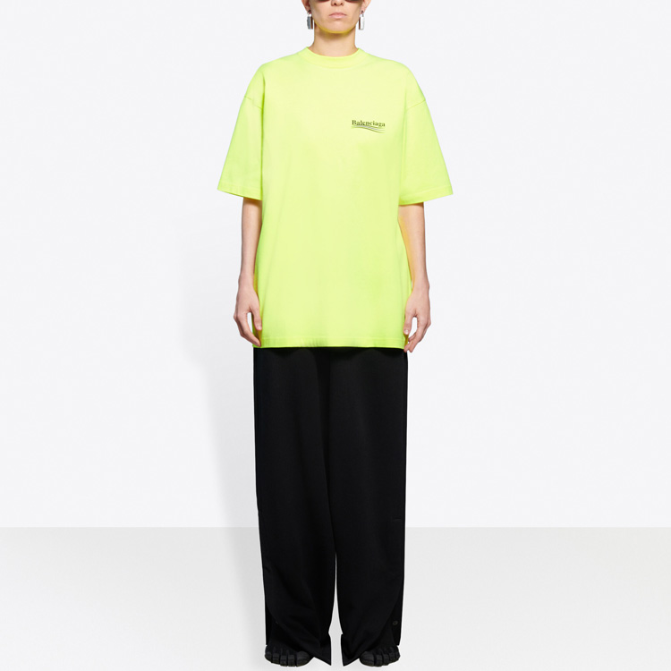 Женская футболка Balenciaga Political Campaign (флуоресцентно-желтая) — фото 5
