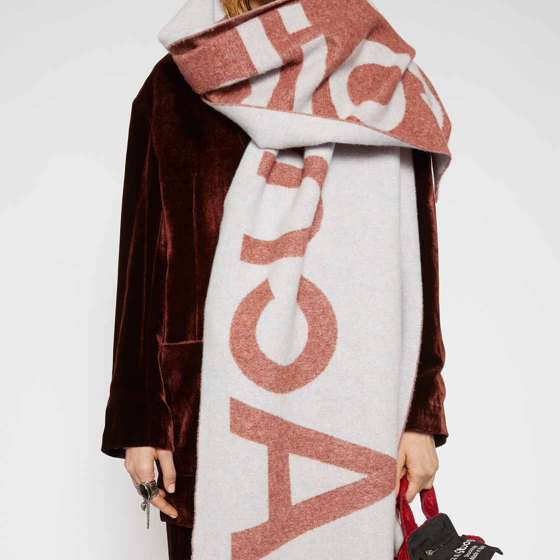 Шарф Acne Studios (красно-белый) — фото 3