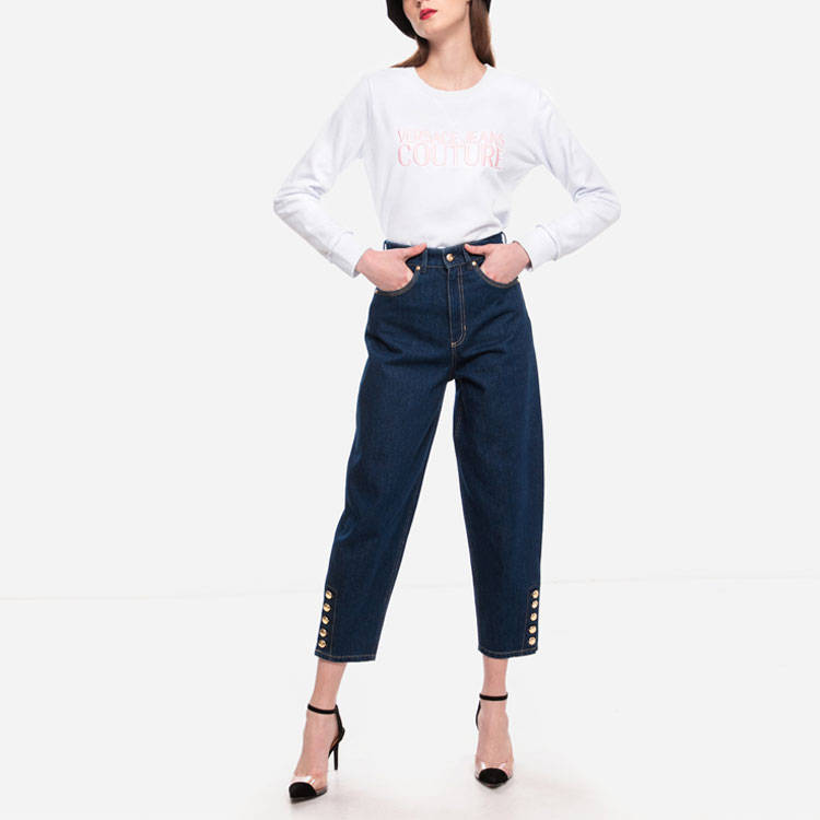 Женское худи Versace JEANS COUTURE logo (белое) — фото 5