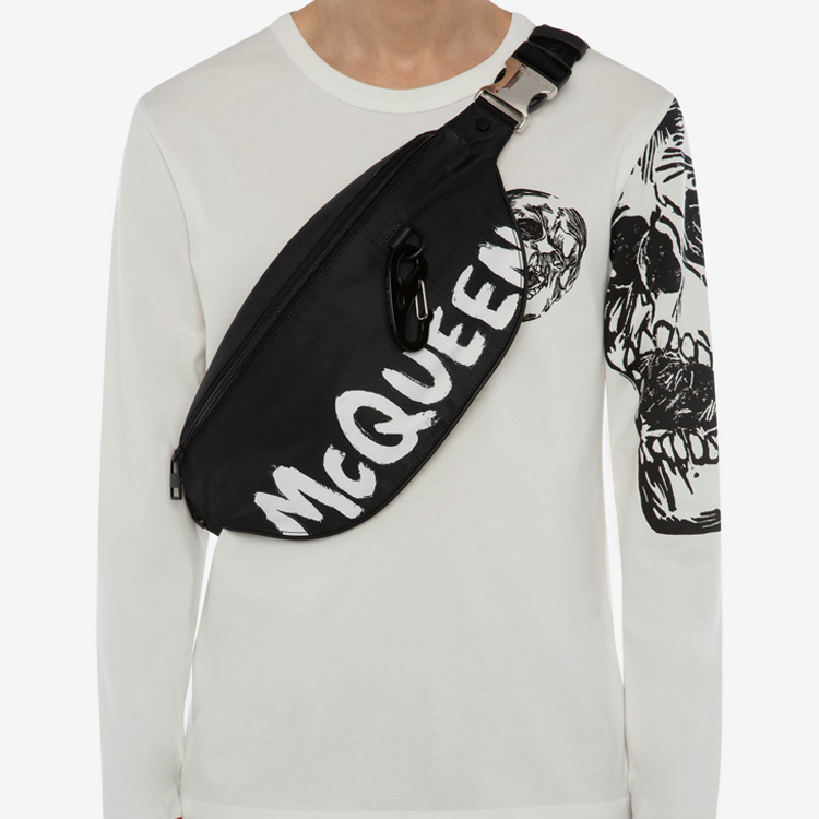 Мужская сумка Alexander McQueen Harness (черная) — фото 5