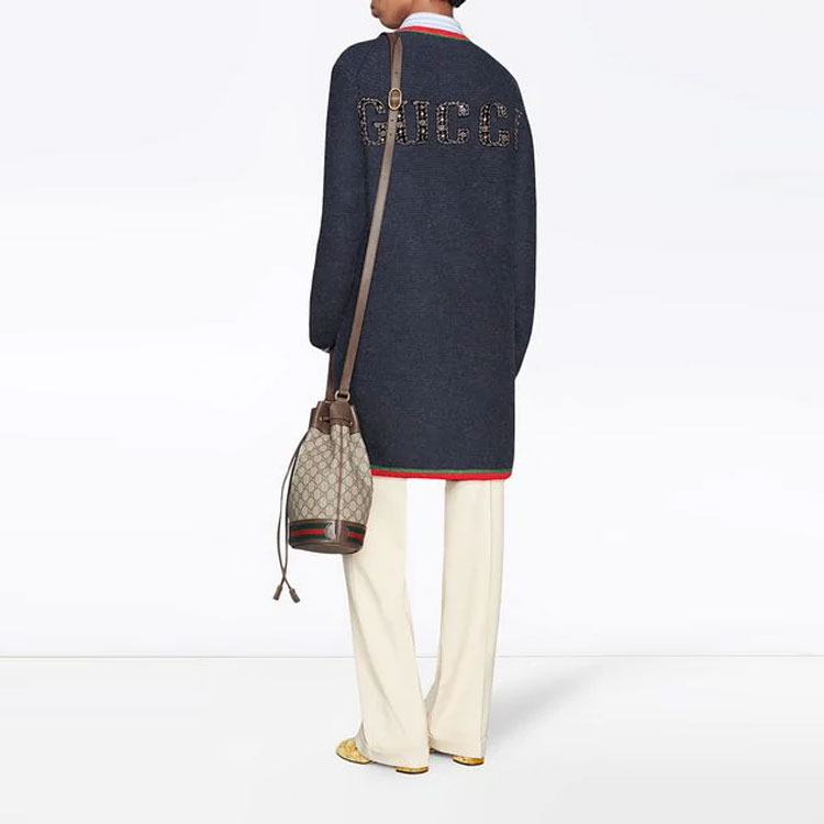 Женский джемпер Gucci с вышивкой (темно-синий) — фото 5