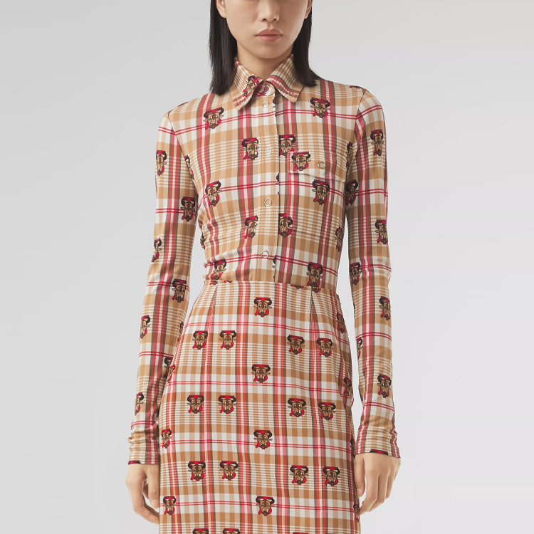 Женская рубашка Burberry SS21 (бежевая) — фото 4