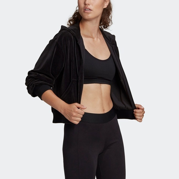 Женская куртка adidas Crop Fz W (черный) — фото 2