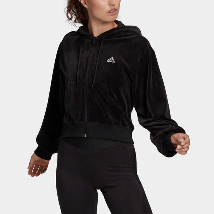 Женская куртка adidas Crop Fz W (черный) — фото 3