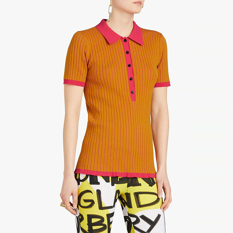 Женская футболка Burberry Polo Shirt (бежевая) — фото 4