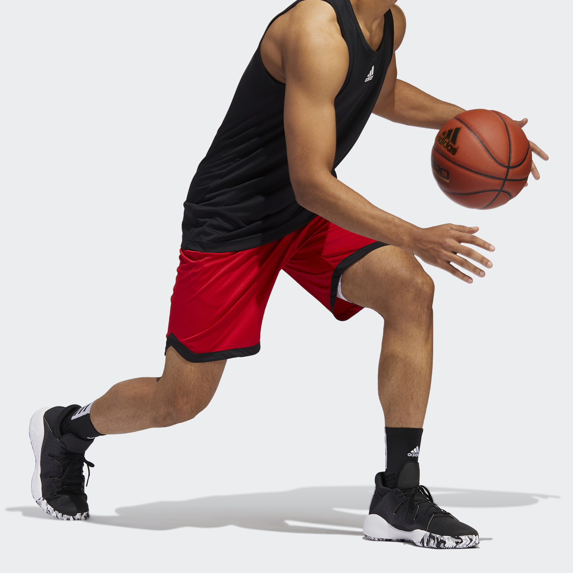 Adidas Basketball Shorts Men’s Red Moderate Straight Fit Pants