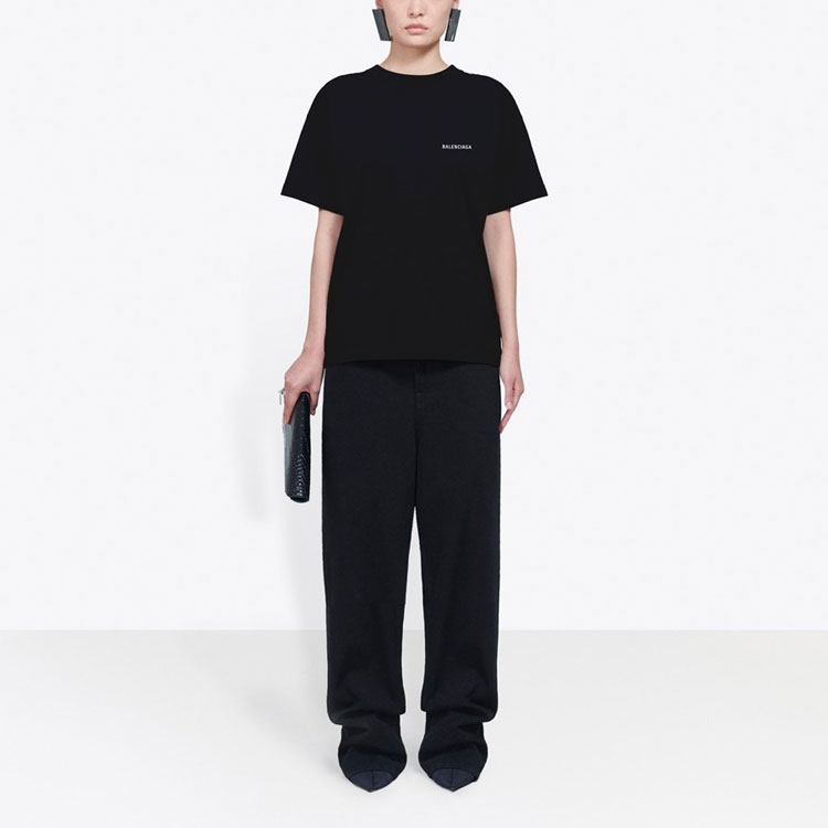 Женская футболка Balenciaga Logo T (черная) — фото 5