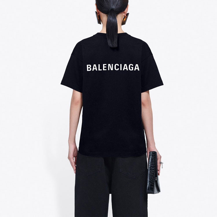 Женская футболка Balenciaga Logo T (черная) — фото 4