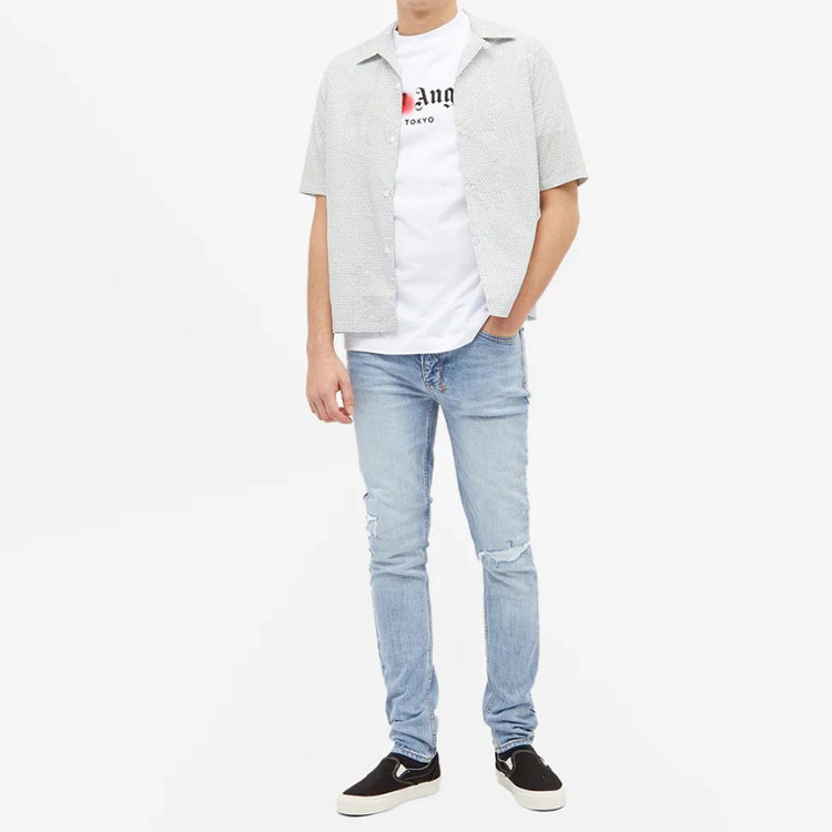 Мужская футболка PALM ANGELS Tokyo Sprayed Logo Tee (белая) — фото 3