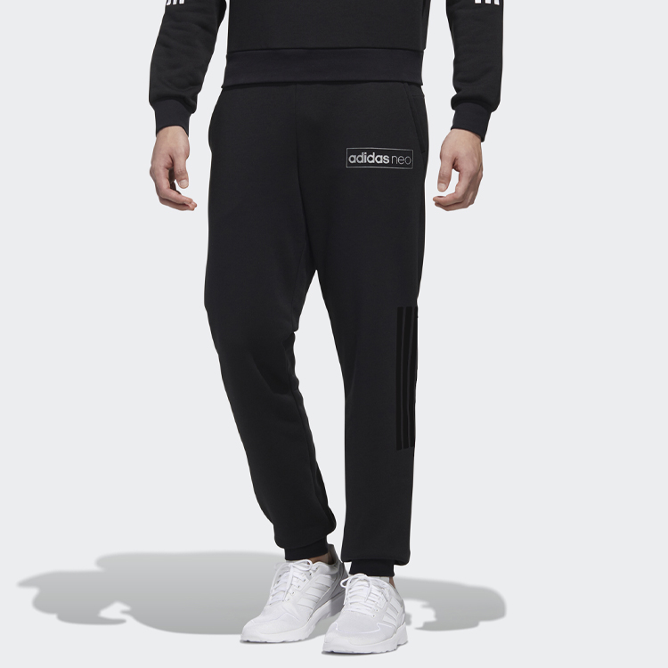 Мужские брюки adidas neo logo (черные) — фото 3