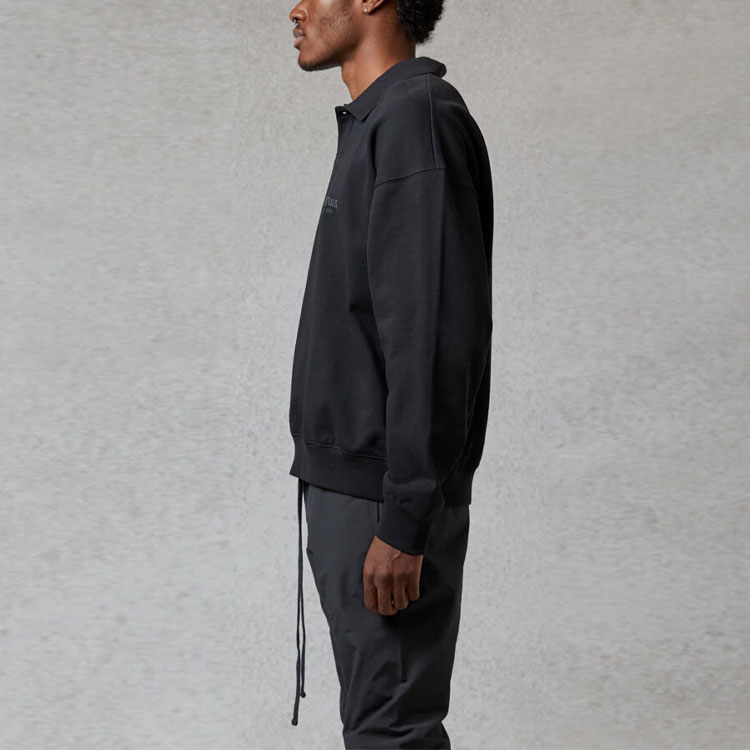 Поло Fear of God Essentials FW20 Long Sleeve Polo Shirt Black (черное) — фото 5