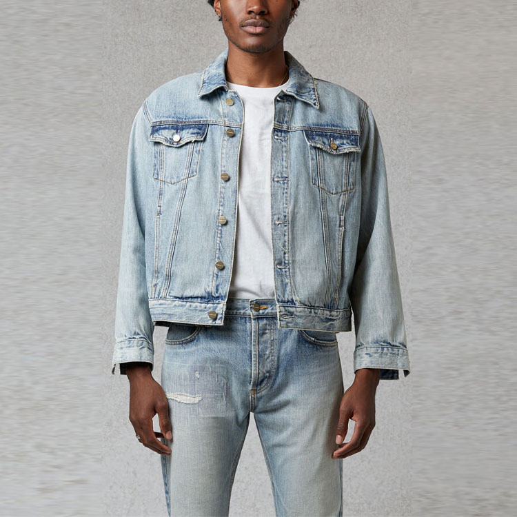 Куртка Fear of God Essentials FW20 Light Denim Trucker (голубая) — фото 2