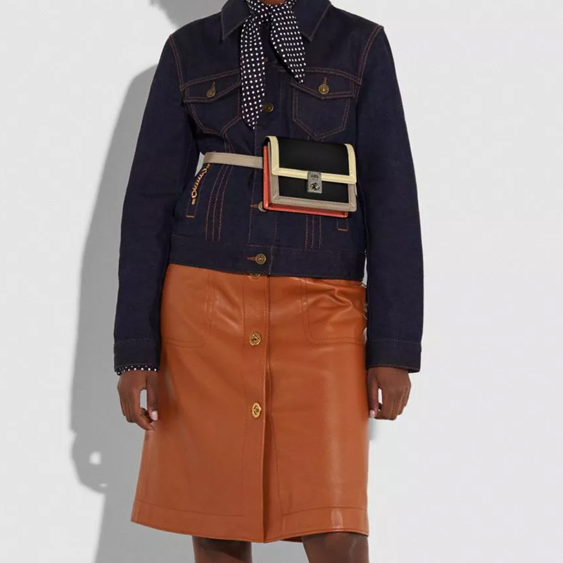 Женская сумка COACH Hutton 16 (черная разноцветная) — фото 4