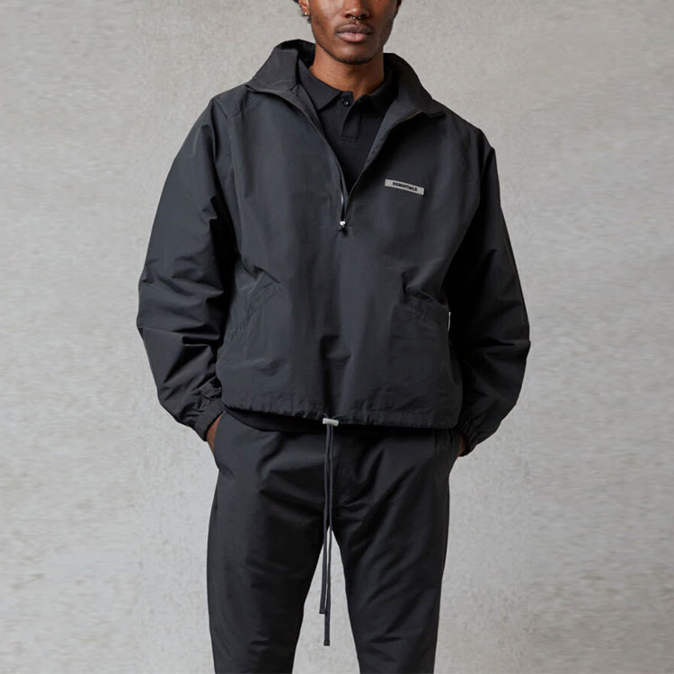 Поло Fear of God Essentials FW20 Long Sleeve Polo Shirt Black (черное) — фото 3