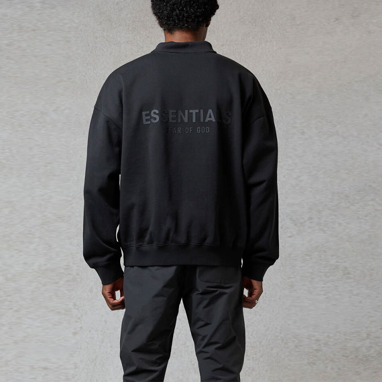 Поло Fear of God Essentials FW20 Long Sleeve Polo Shirt Black (черное) — фото 4