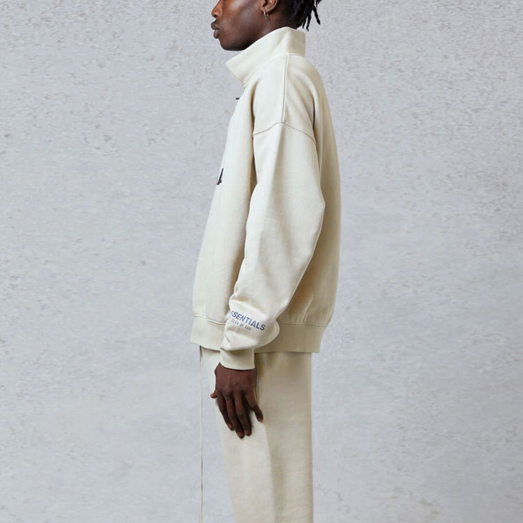 Худи Fear of God Essentials FW20 Half Zip Sweatshirt Cream (кремовая) — фото 4